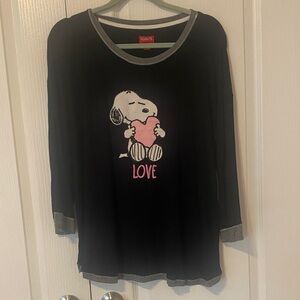 Peanuts Black and Gray Long Sleeve Shirt